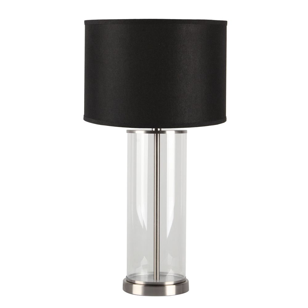 Left Bank Table Lamp in Nickel with Black Shade