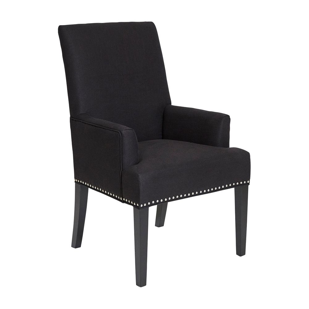 Bentley Dining Arm Chair in Black Linen