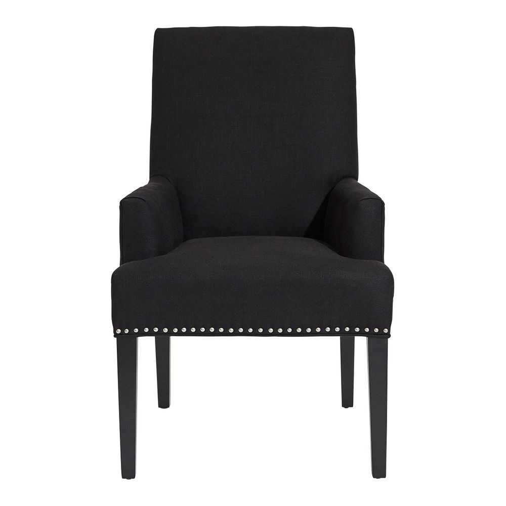 Bentley Dining Arm Chair in Black Linen