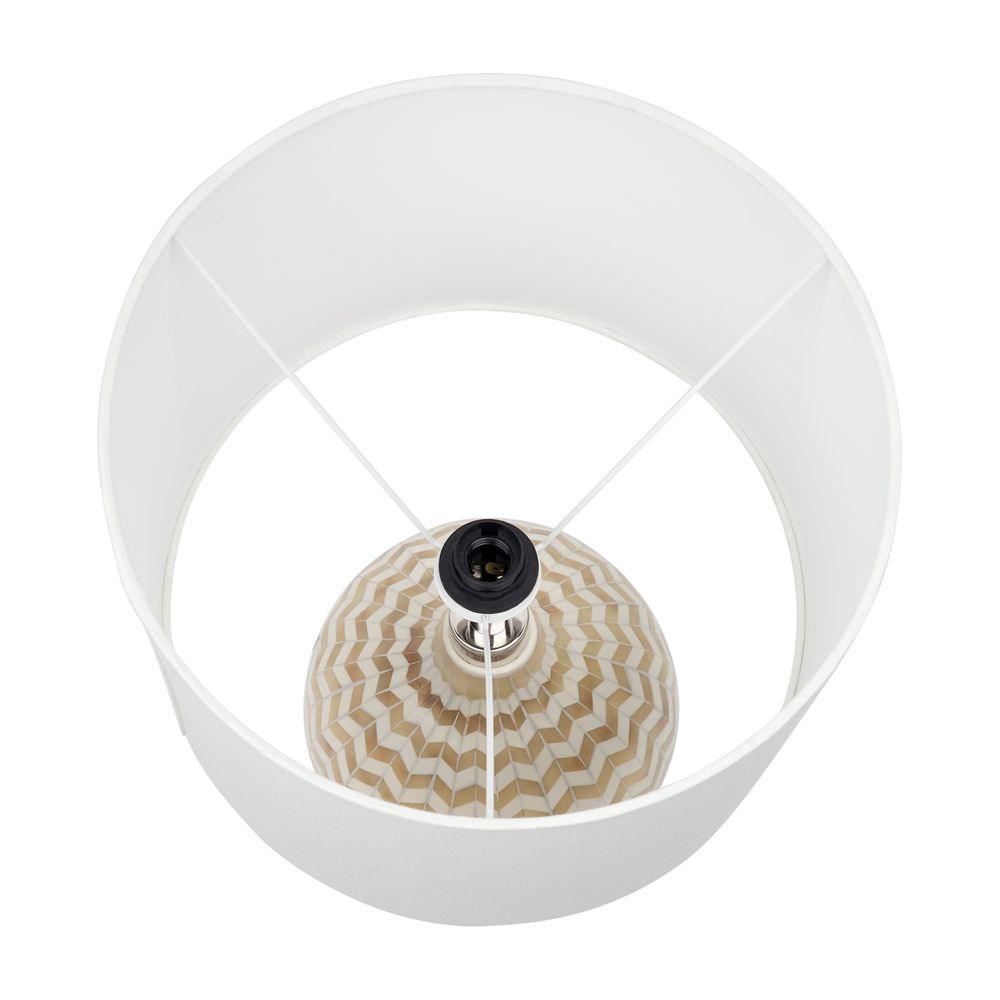 Bone Inlay Heraldic Table Lamp in Natural