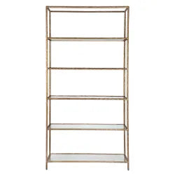 Heston Shelving Unit in Brass