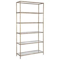 Heston Shelving Unit in Brass