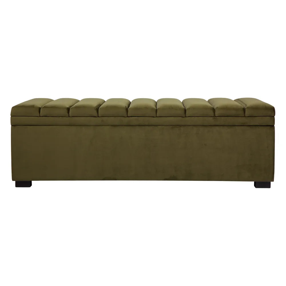 Soho Storage Bench Ottoman in Olive Velvet