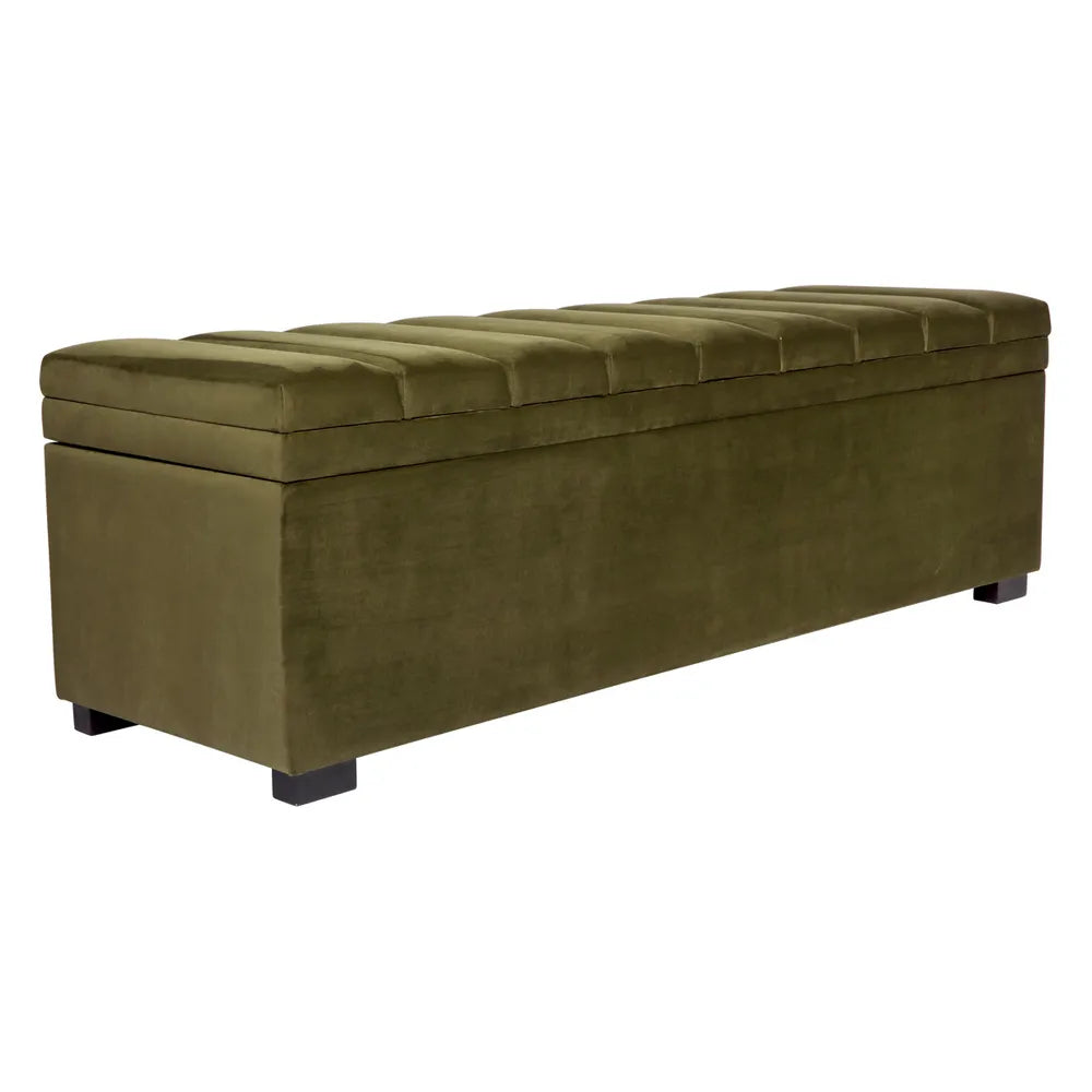 Soho Storage Bench Ottoman in Olive Velvet