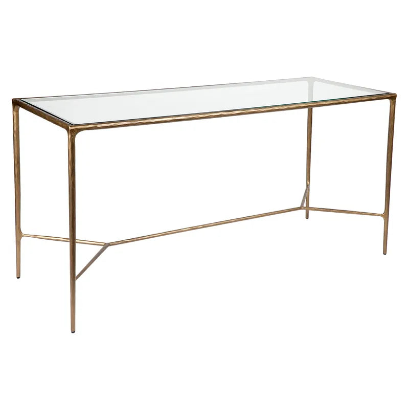 Heston Glass Desk in Brass
