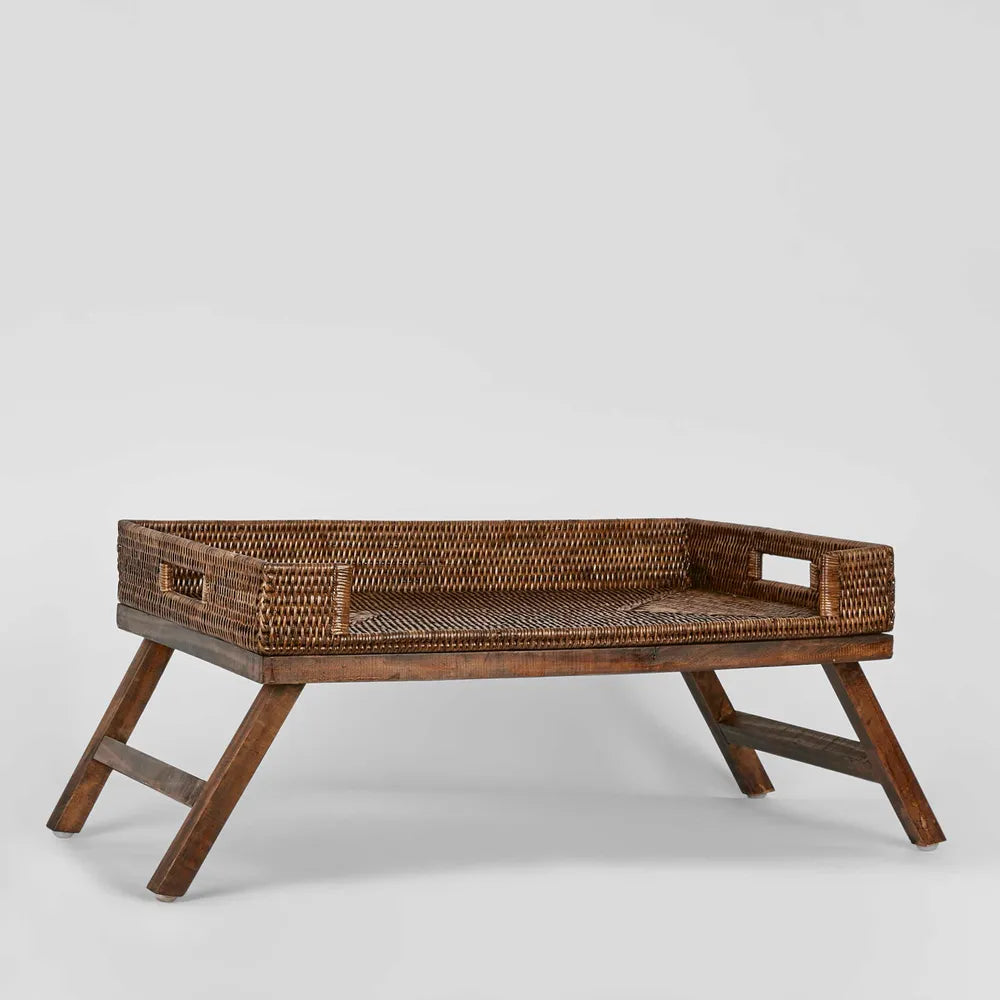 Rattan Breakfast Tray in Brown