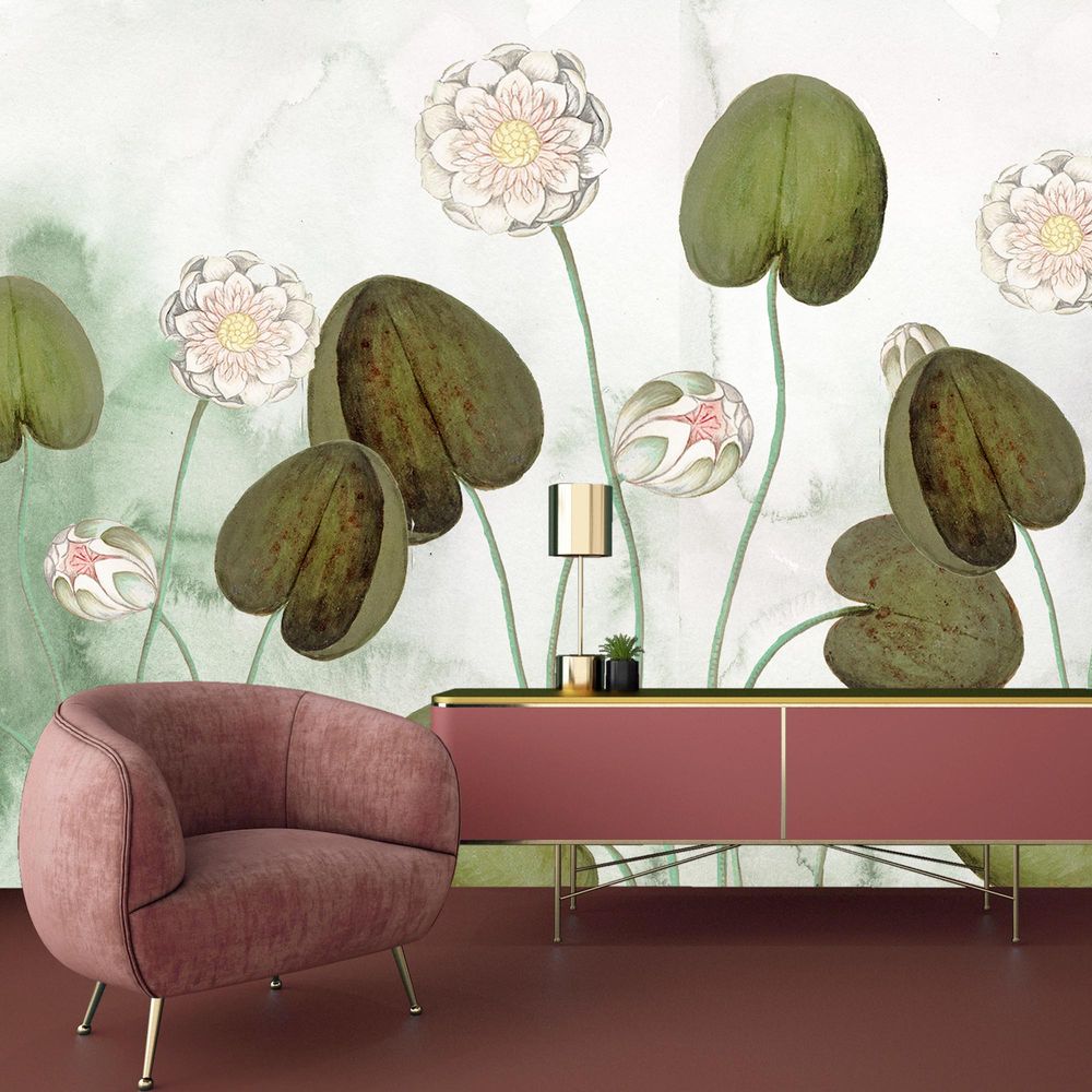 New Concept Moveable Wall Paper - Lotus Flower