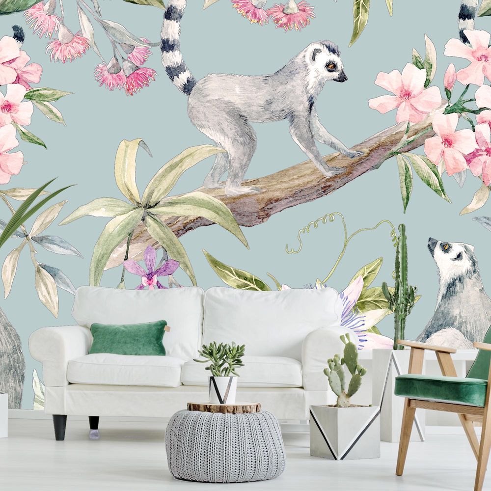 New Concept Moveable Wall Paper - Lemurs & Passionflower