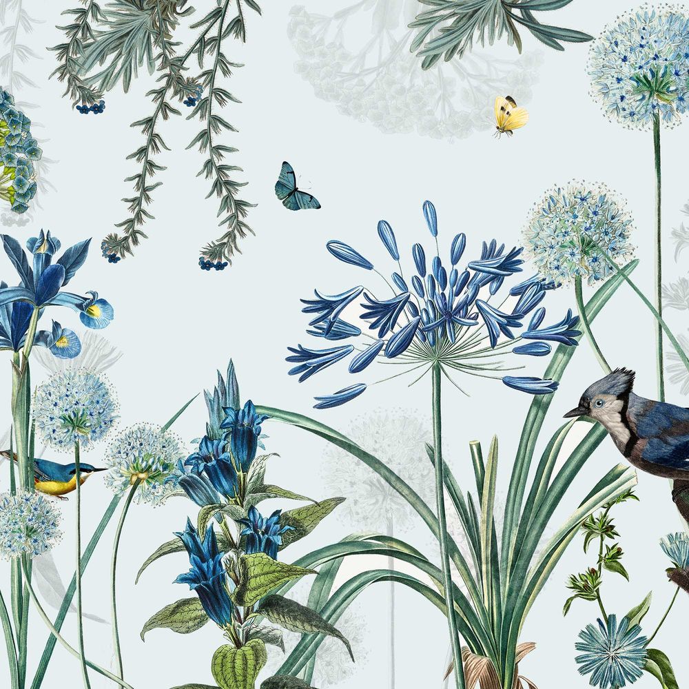 New Concept Moveable Wall Paper - Blue Bells & Agapanthus