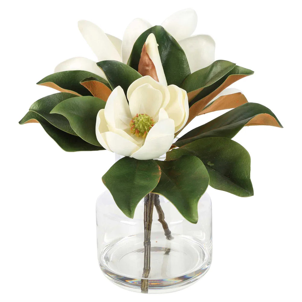 Magnolia Floral Arrangement in Glass Vase