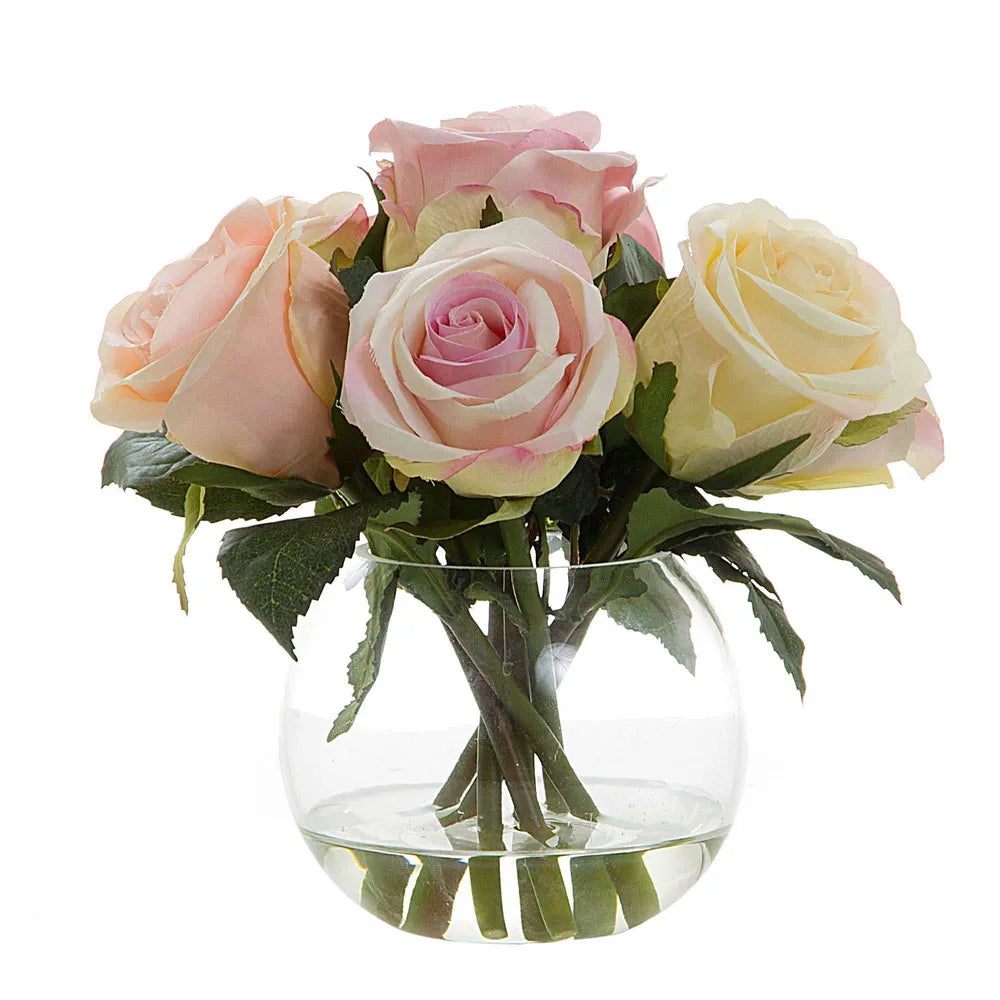 Rose Floral Arrangement in Glass Vase