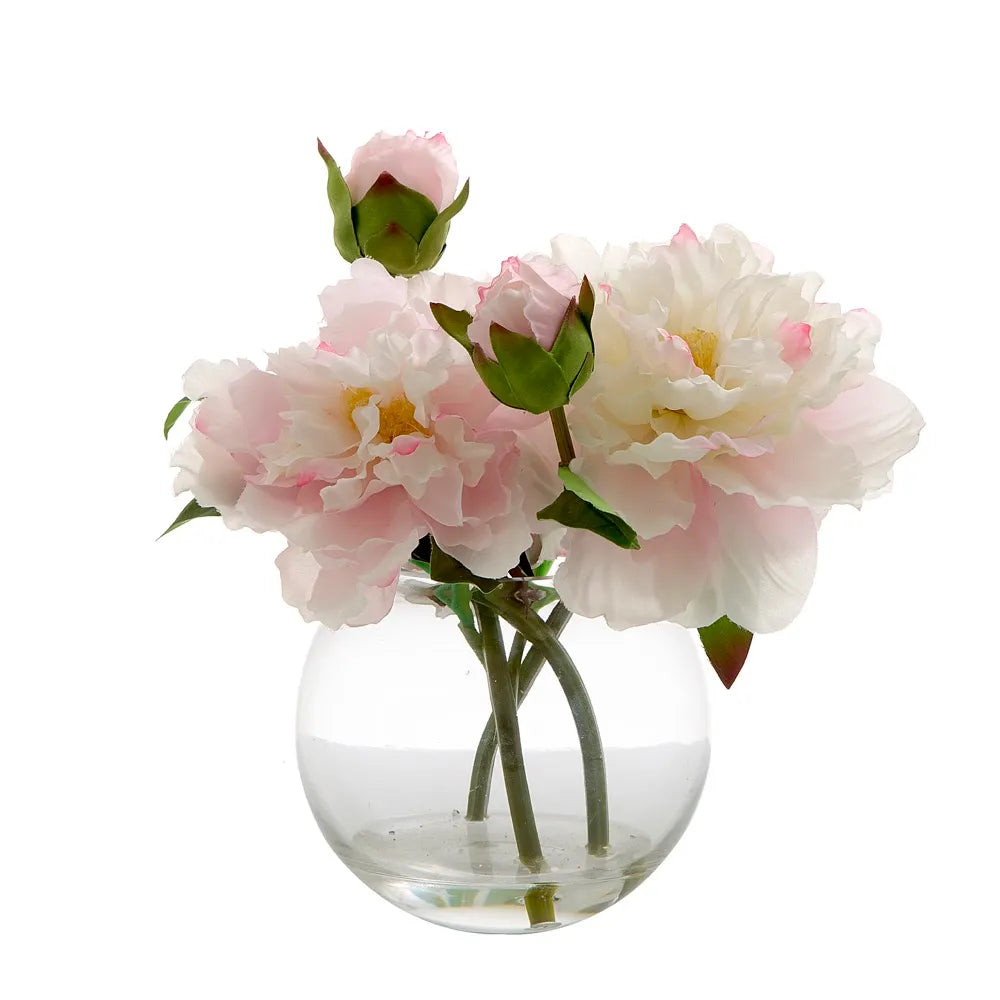 Peony Floral Arrangement in Glass Vase