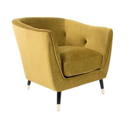 Marple Tub Chair in Gold Velvet
