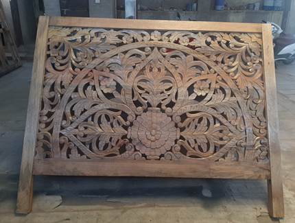 Hand Carved Timber Cut-Out Bedhead - King Size
