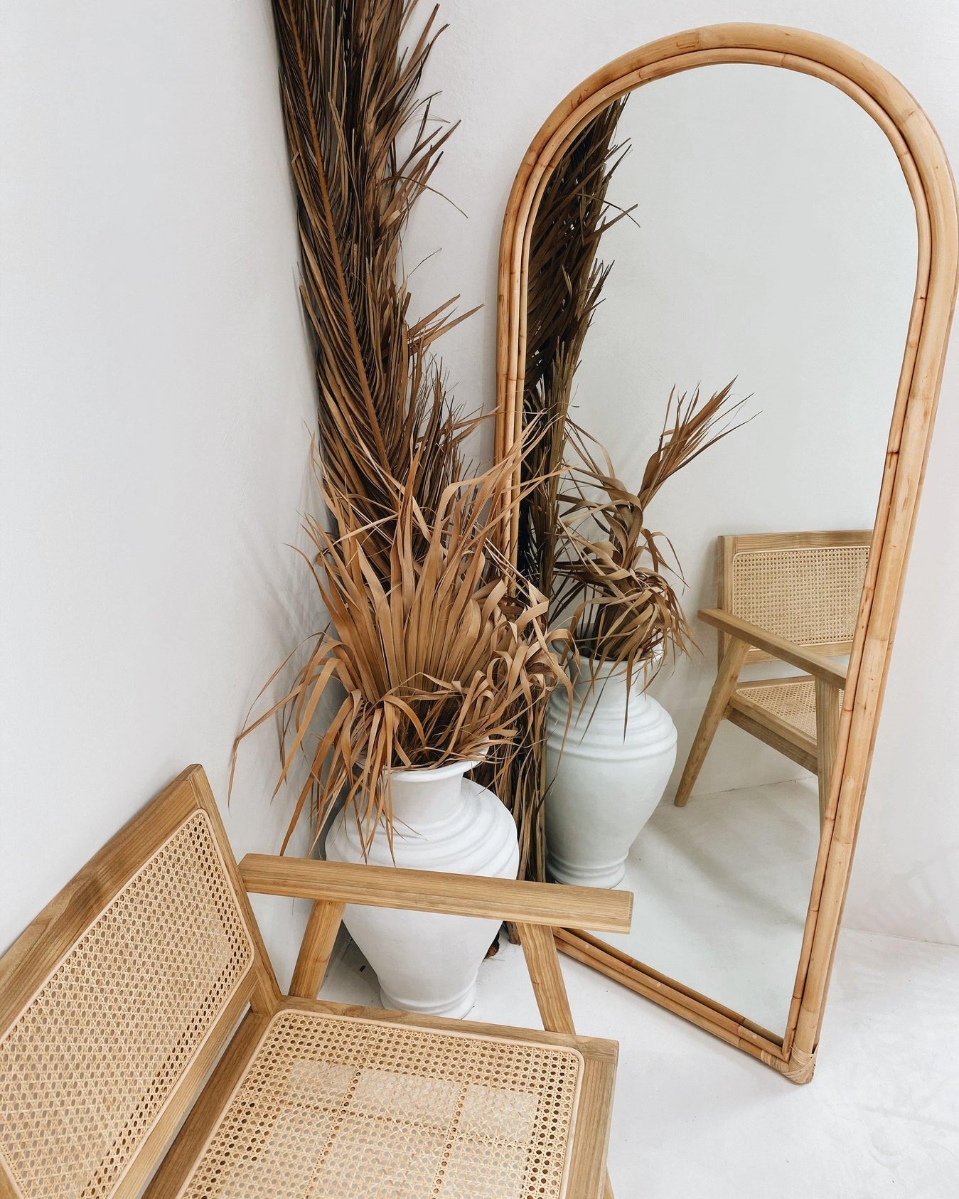 Full Length Rattan Arch Mirror