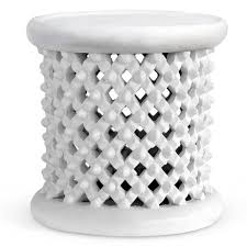 Bamileke Side Table in White