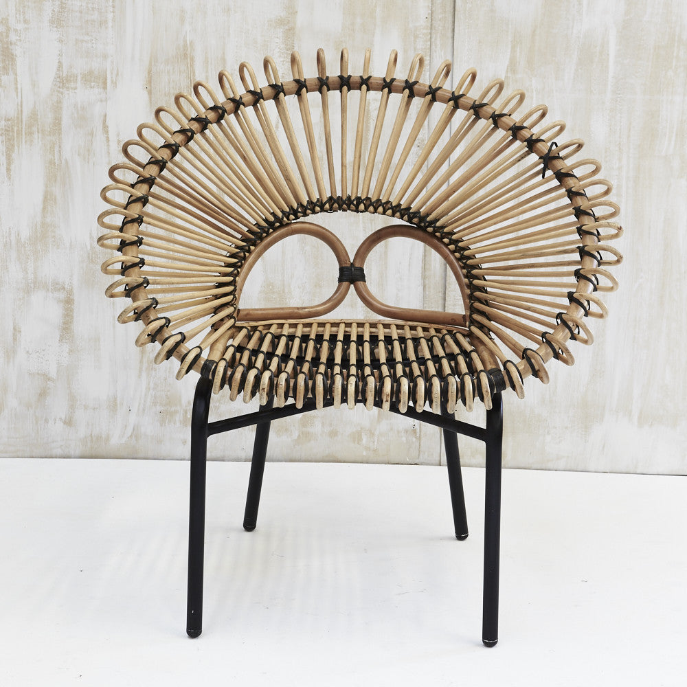 Black Trim Rattan Armchair