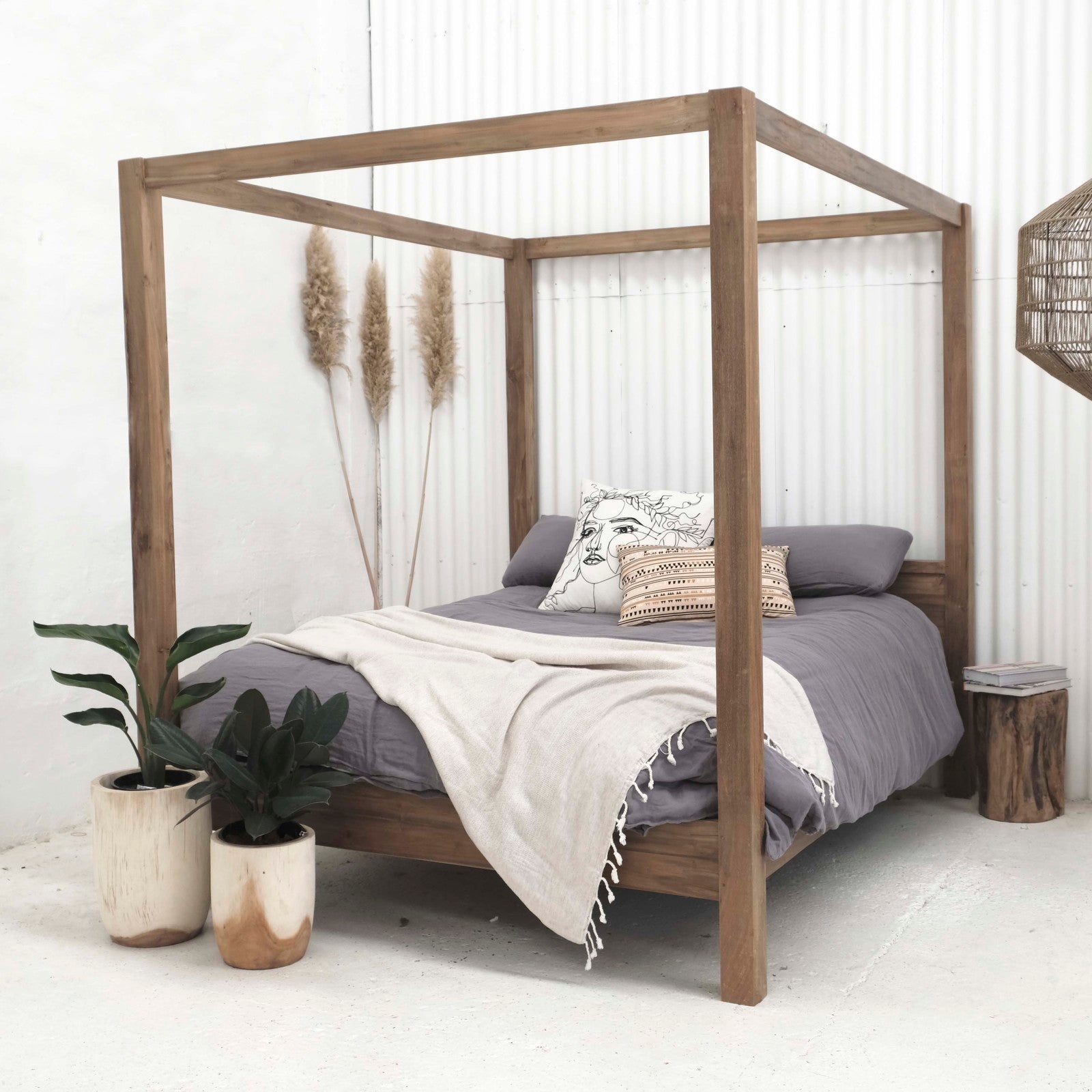 Teak 4 Post Bed