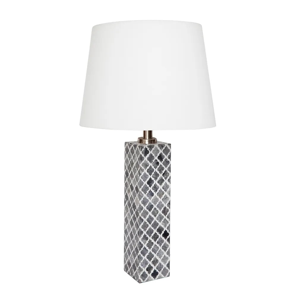 Bone Inlay Moroccan Table Lamp in Grey