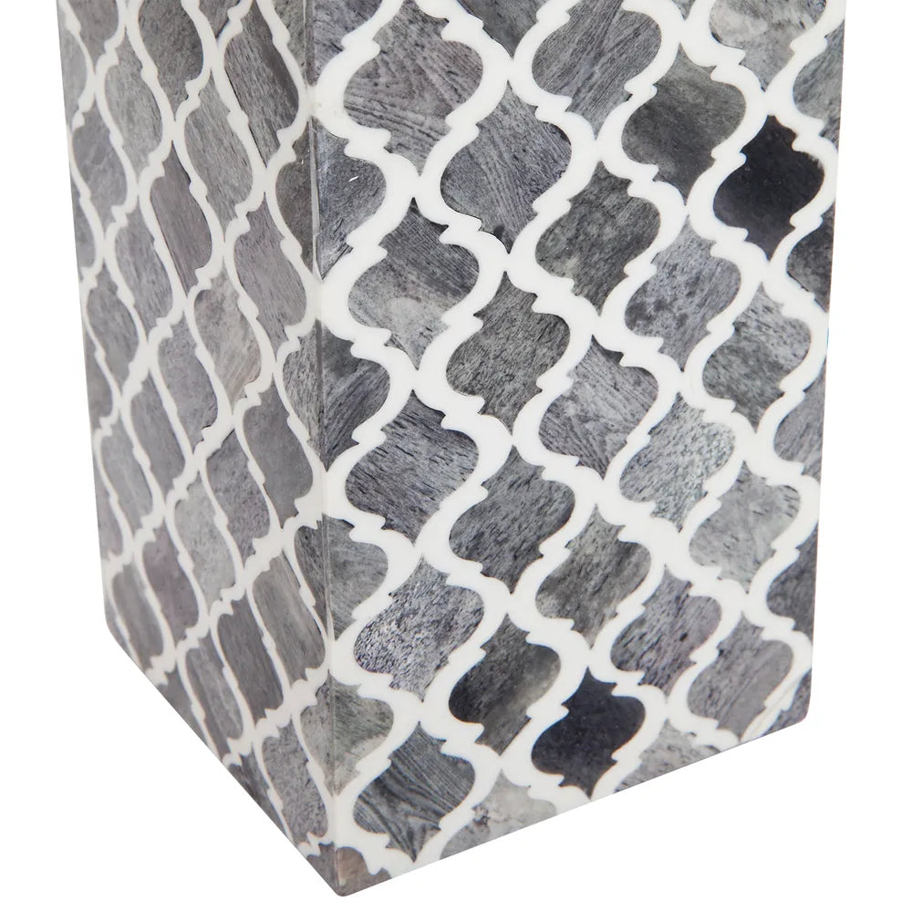 Bone Inlay Moroccan Table Lamp in Grey