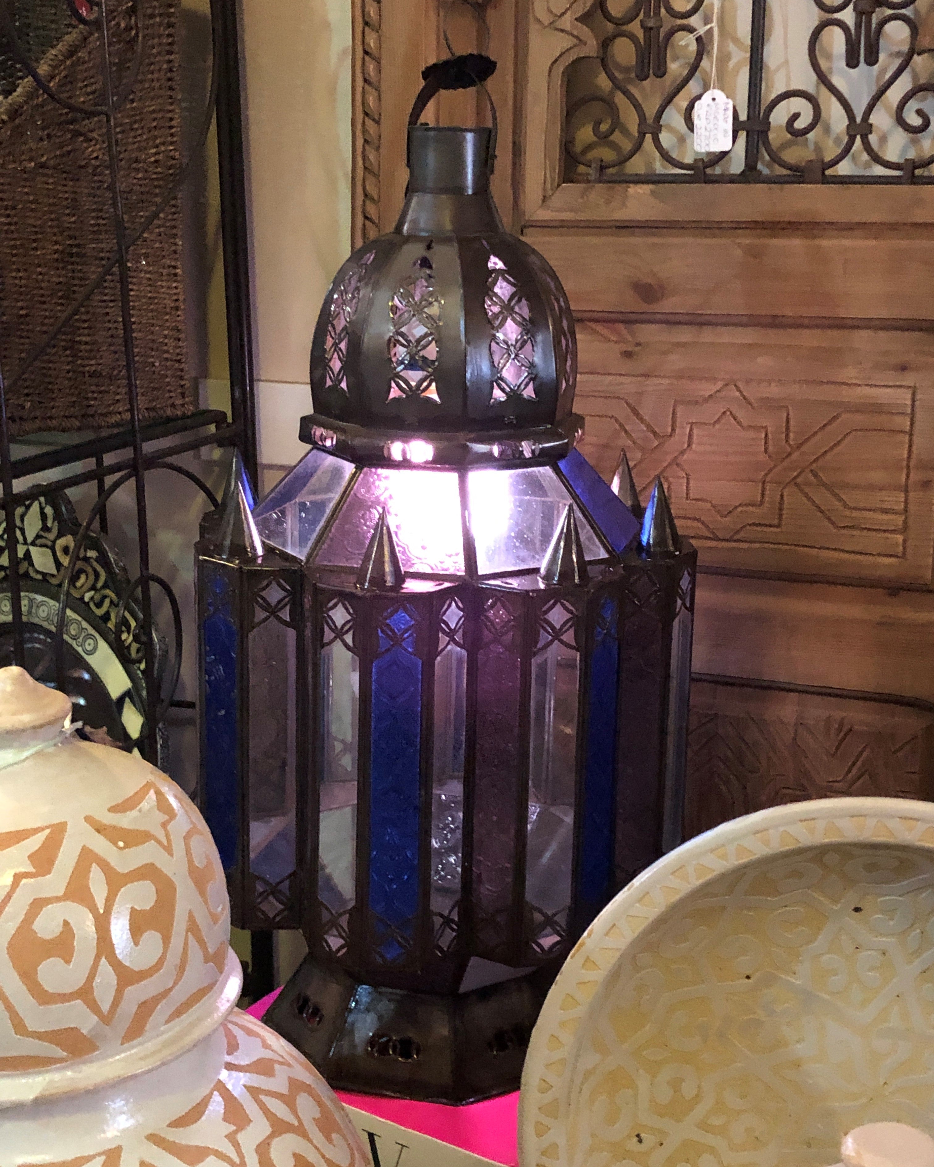 Moroccan Hanging Lantern in Blue