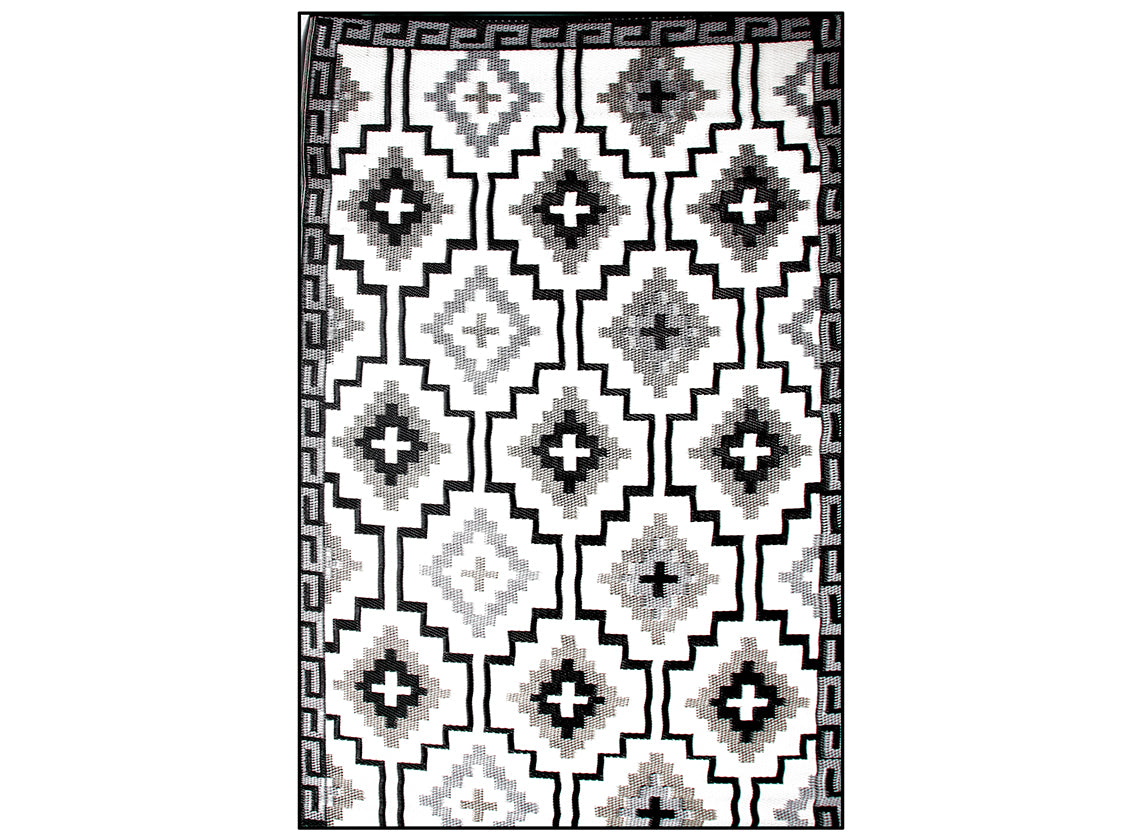 Lhasa Black & Cream Outdoor Rug