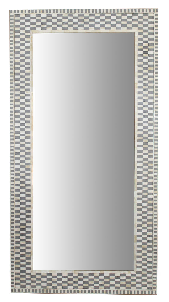 Grey & Bone Inlay Rectangular Mirror