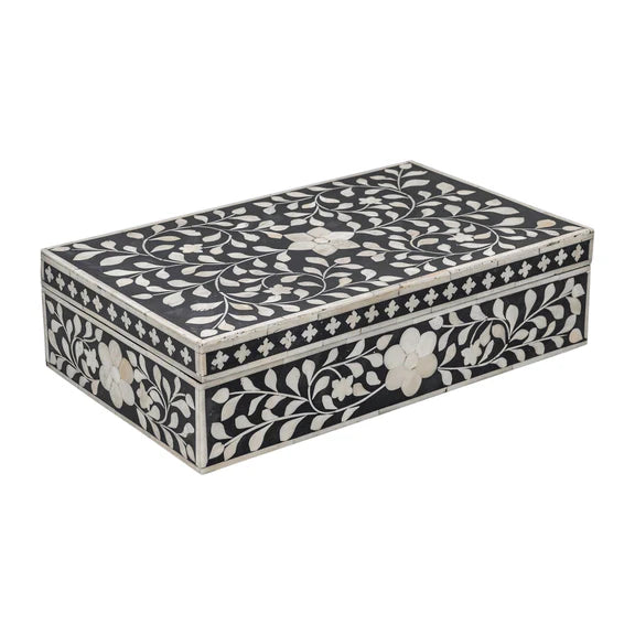 Zohi Interiors Signature Collection : Bone Inlay Large in Floral/Black