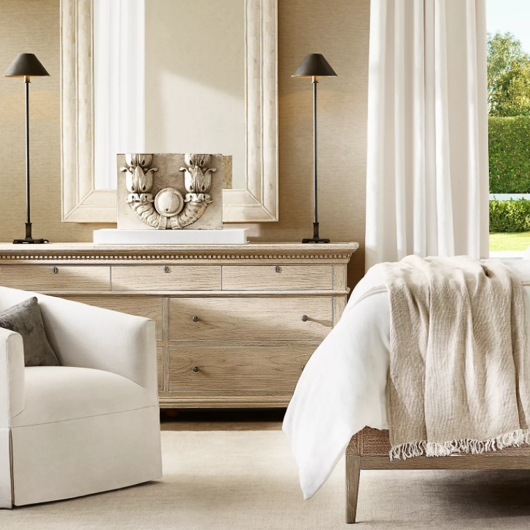 Double Framed Bone Parquetry Mirror