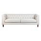 Tuxedo Button Tufted 3 Seater Sofa in Natural