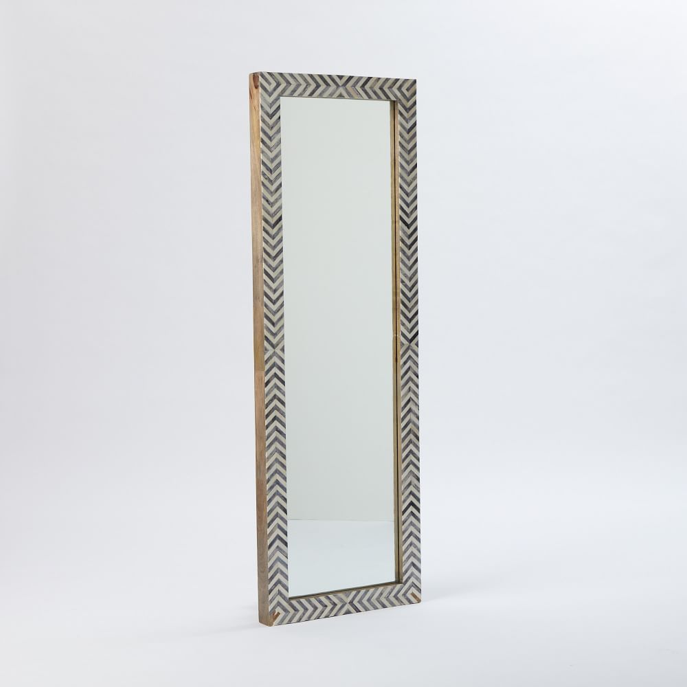 Bone Inlay Herringbone Floor Mirror