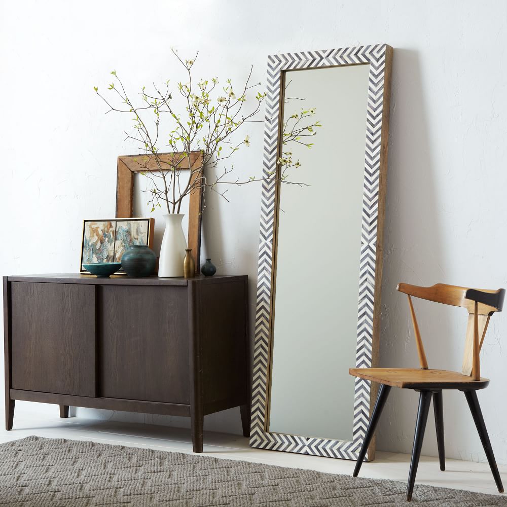 Bone Inlay Herringbone Floor Mirror