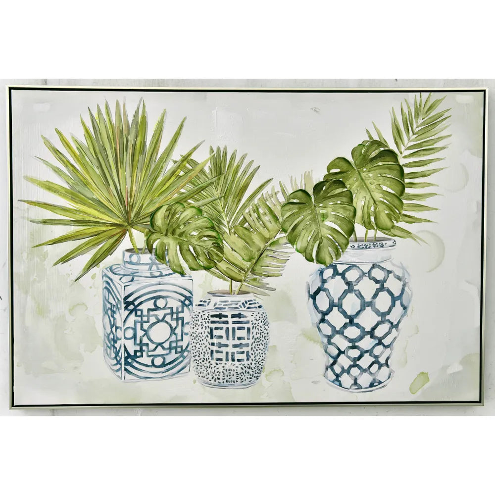 Ginger Jars with Leaves Wall Art