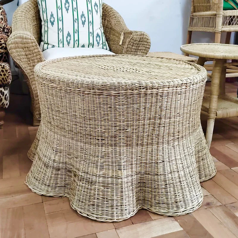 Willow Rattan Round Side Table