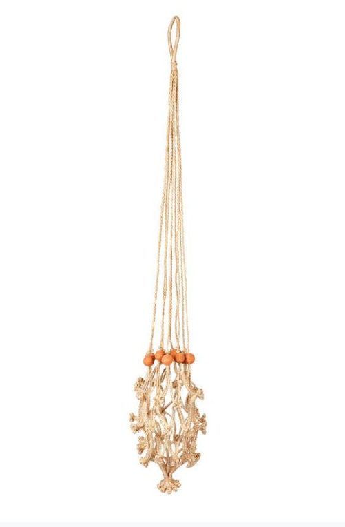 Suki Macrame Plant/Pot Holders with Ochre Beads (Set of 4)