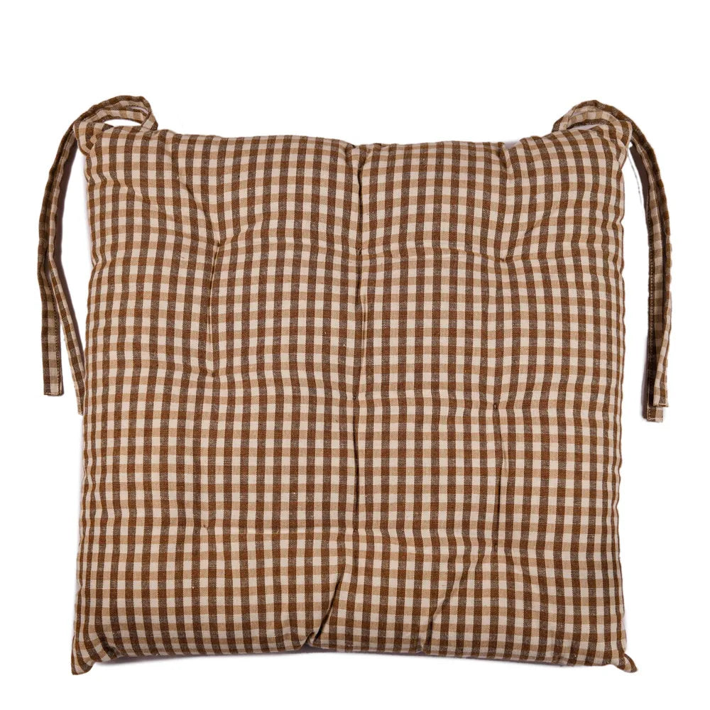 Gingham Seat Pad in Brown