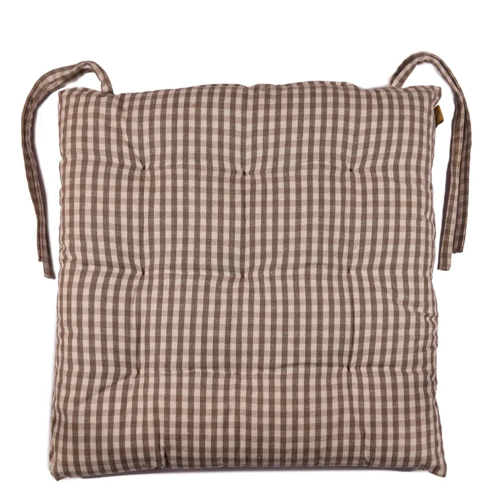 Gingham Seat Pad in Ash