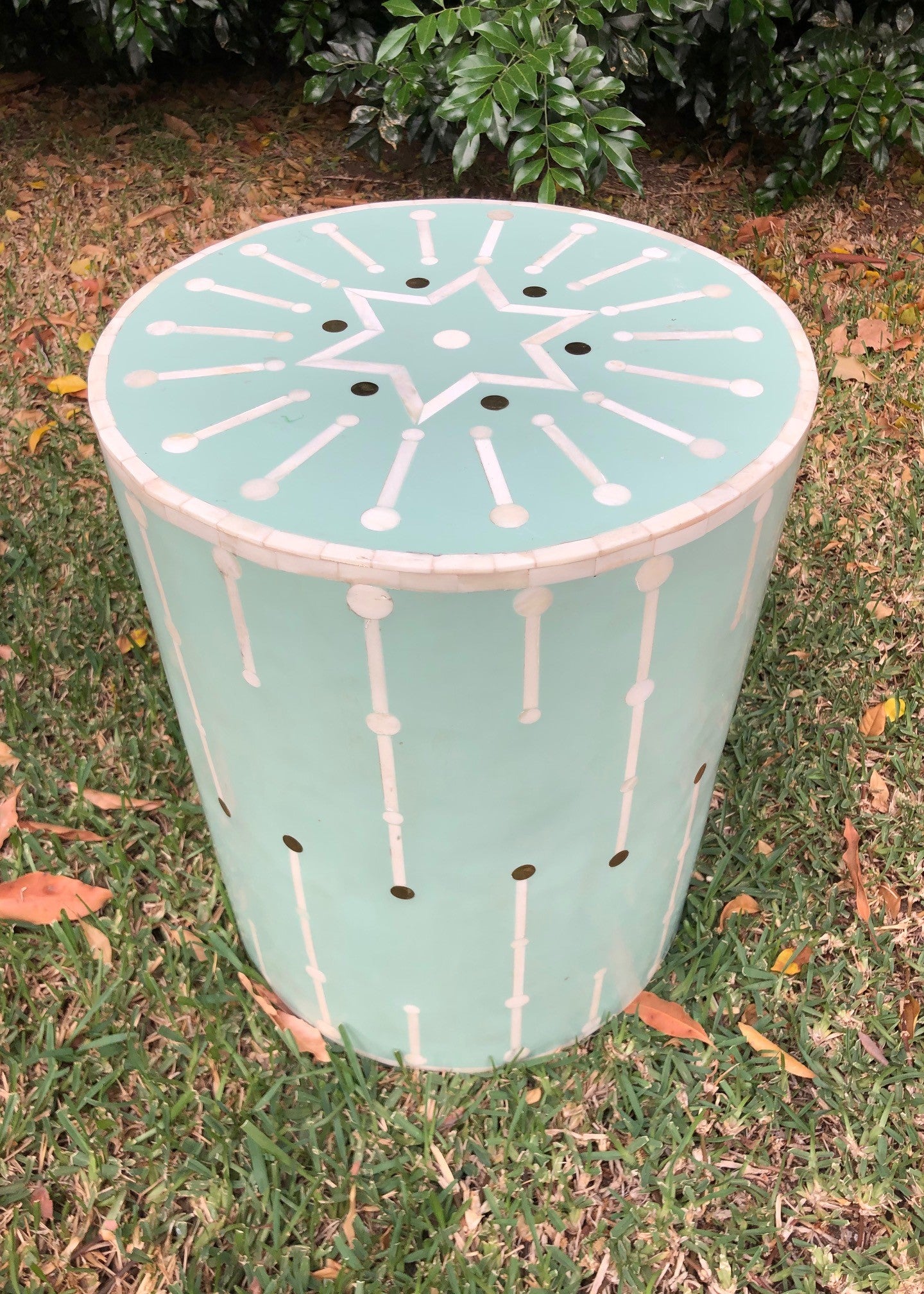 Brass Dot Bone Inlay Side Table