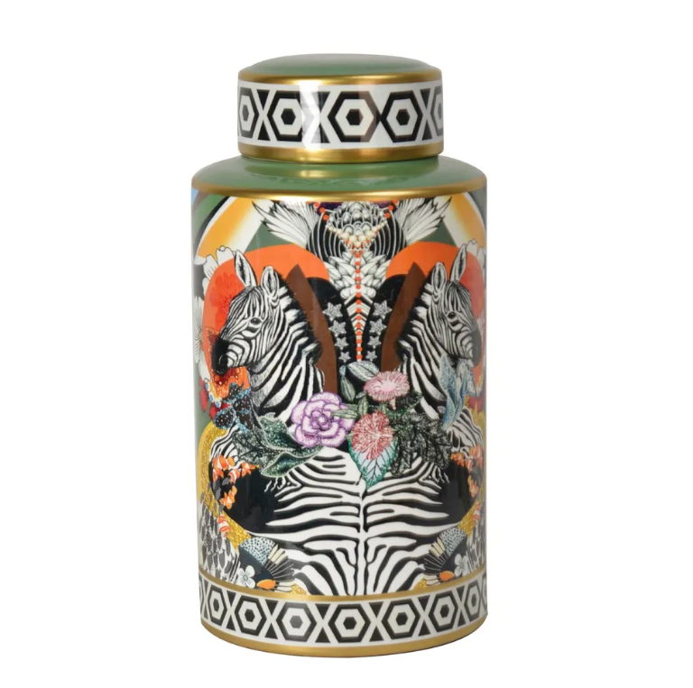Zebra Ceramic Ginger Jar