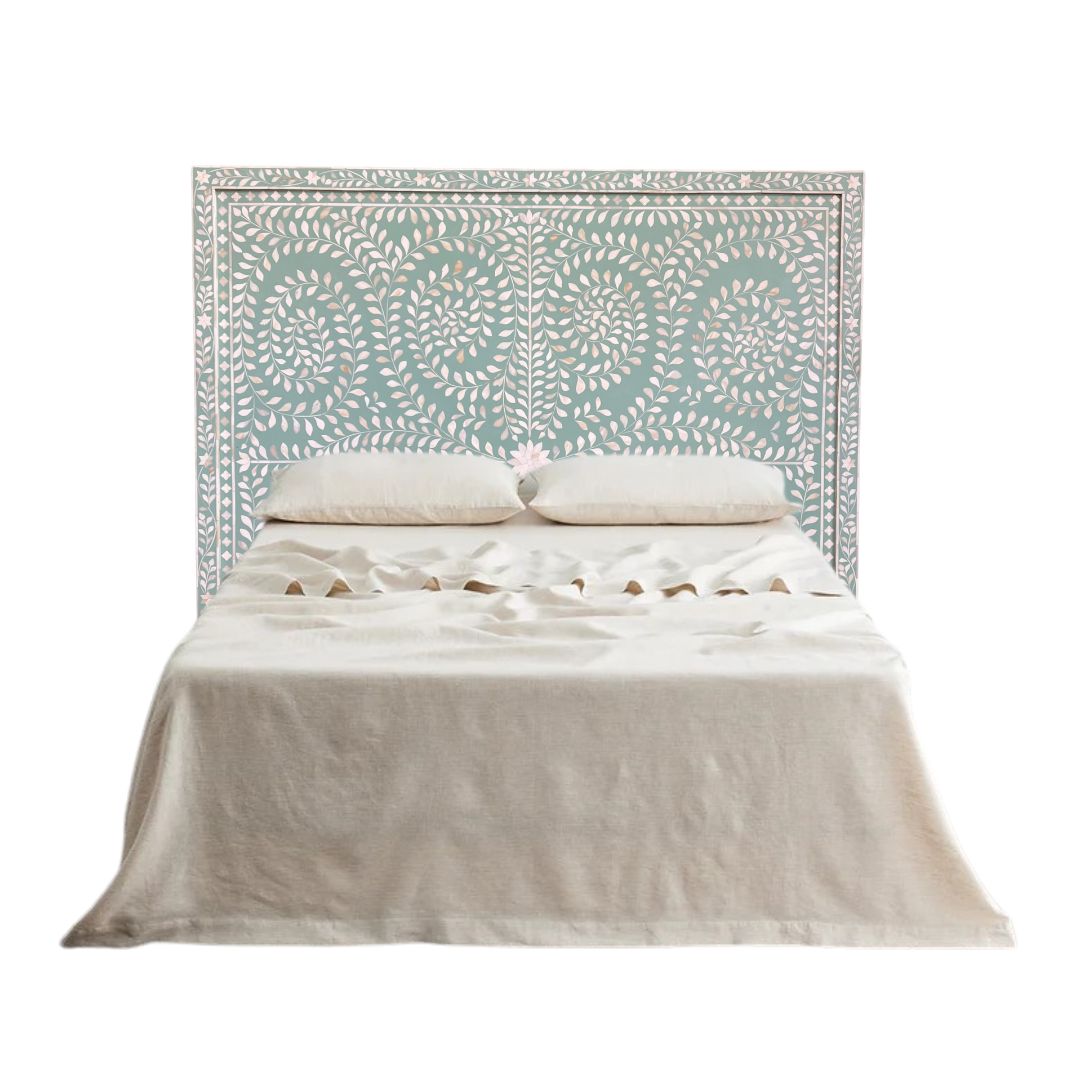 Bone Inlay Square Bedhead in Sage