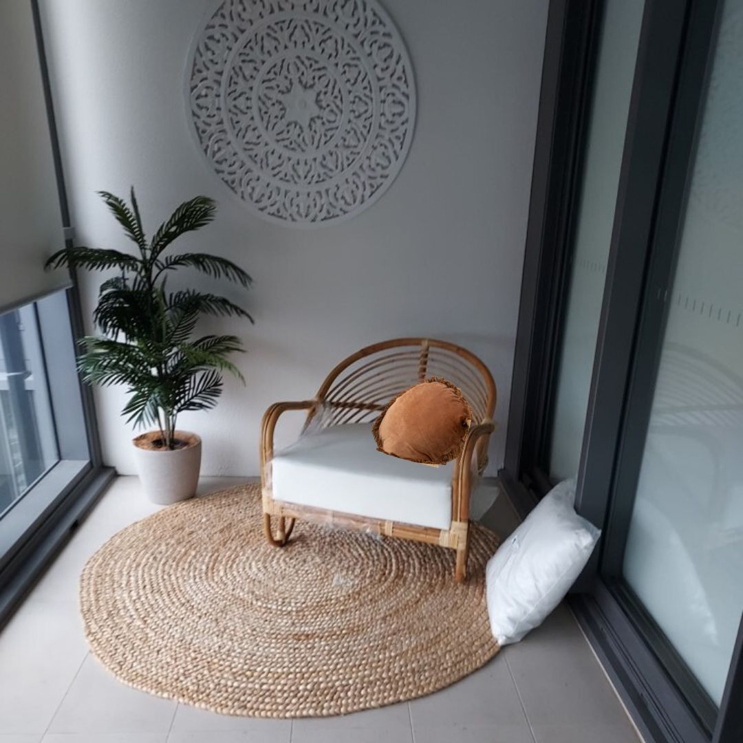 Luxe Round Cushion with Fringe in Velvet Sienna