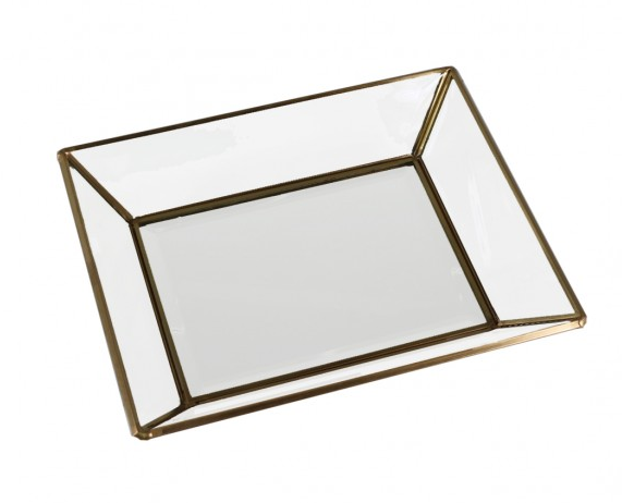Antique Brass Glass Tray