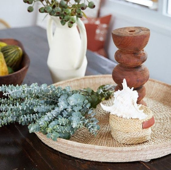 Carved Timber Candle Holder