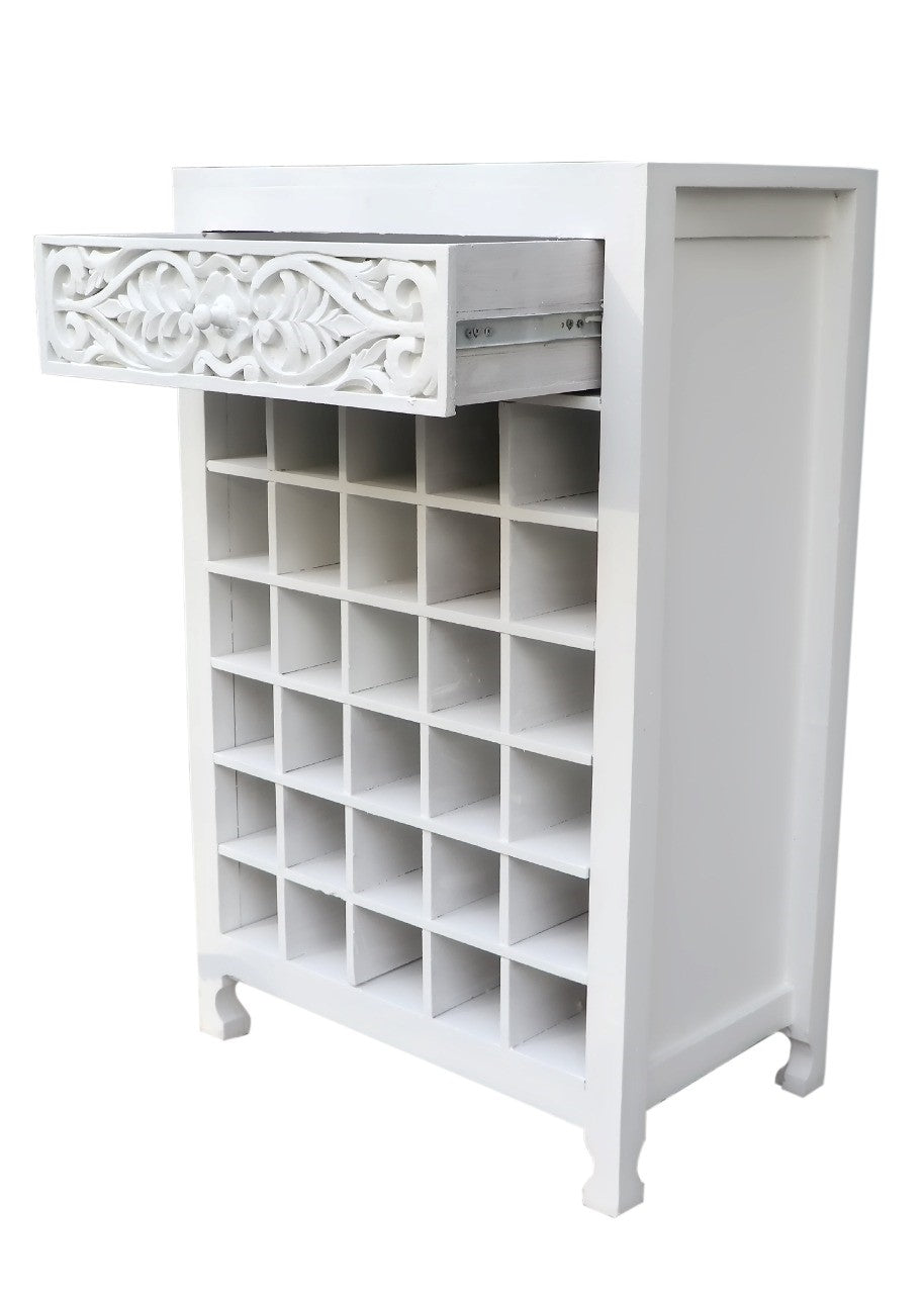 Hand Carved Timber Cut-Out Wine Rack