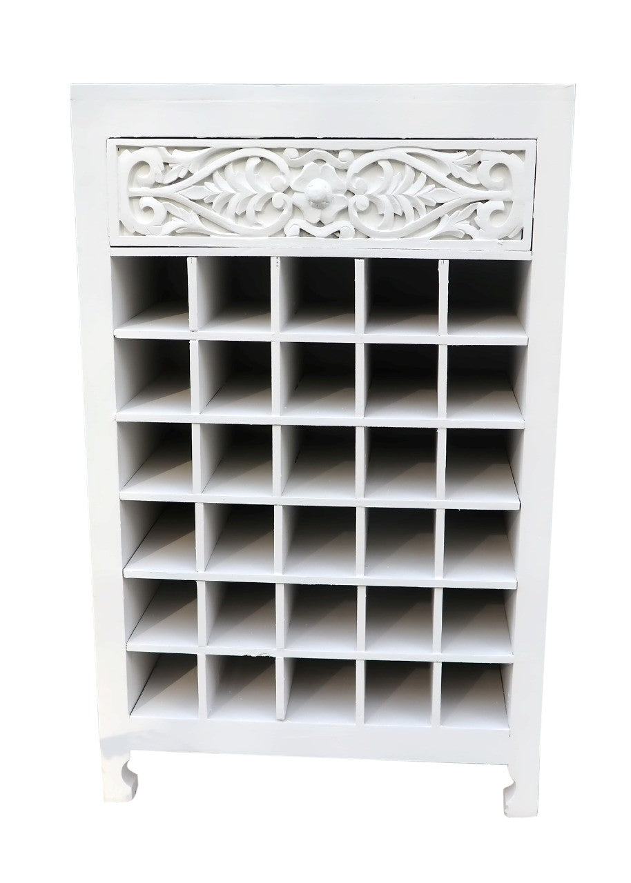 Hand Carved Timber Cut-Out Wine Rack