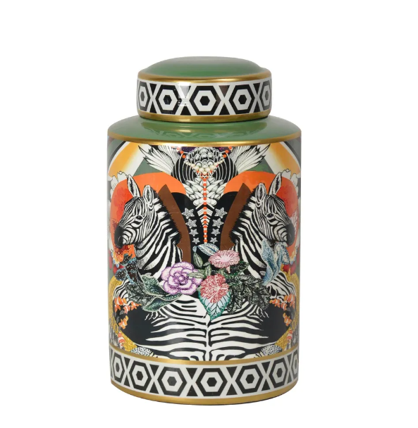 Zebra Ceramic Ginger Jar