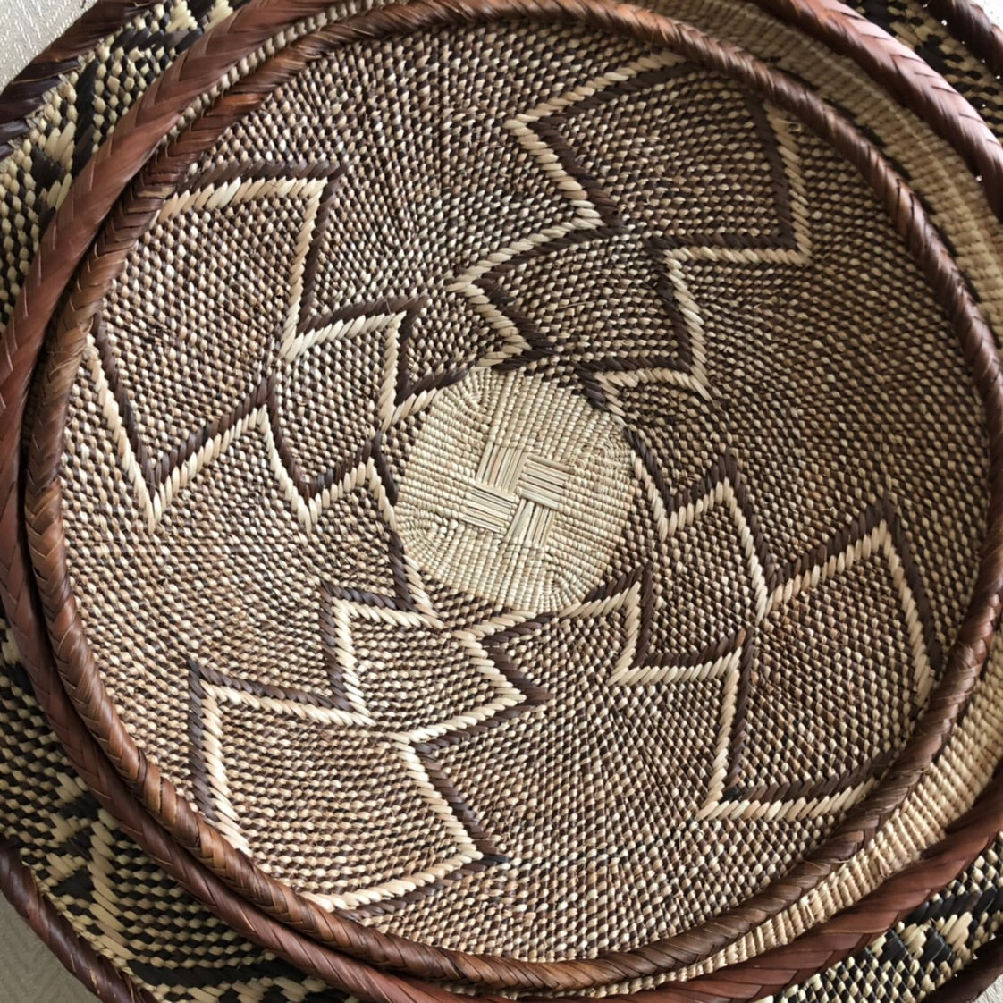 Brass and Bone Inlay Chapati Box with Diamond Design