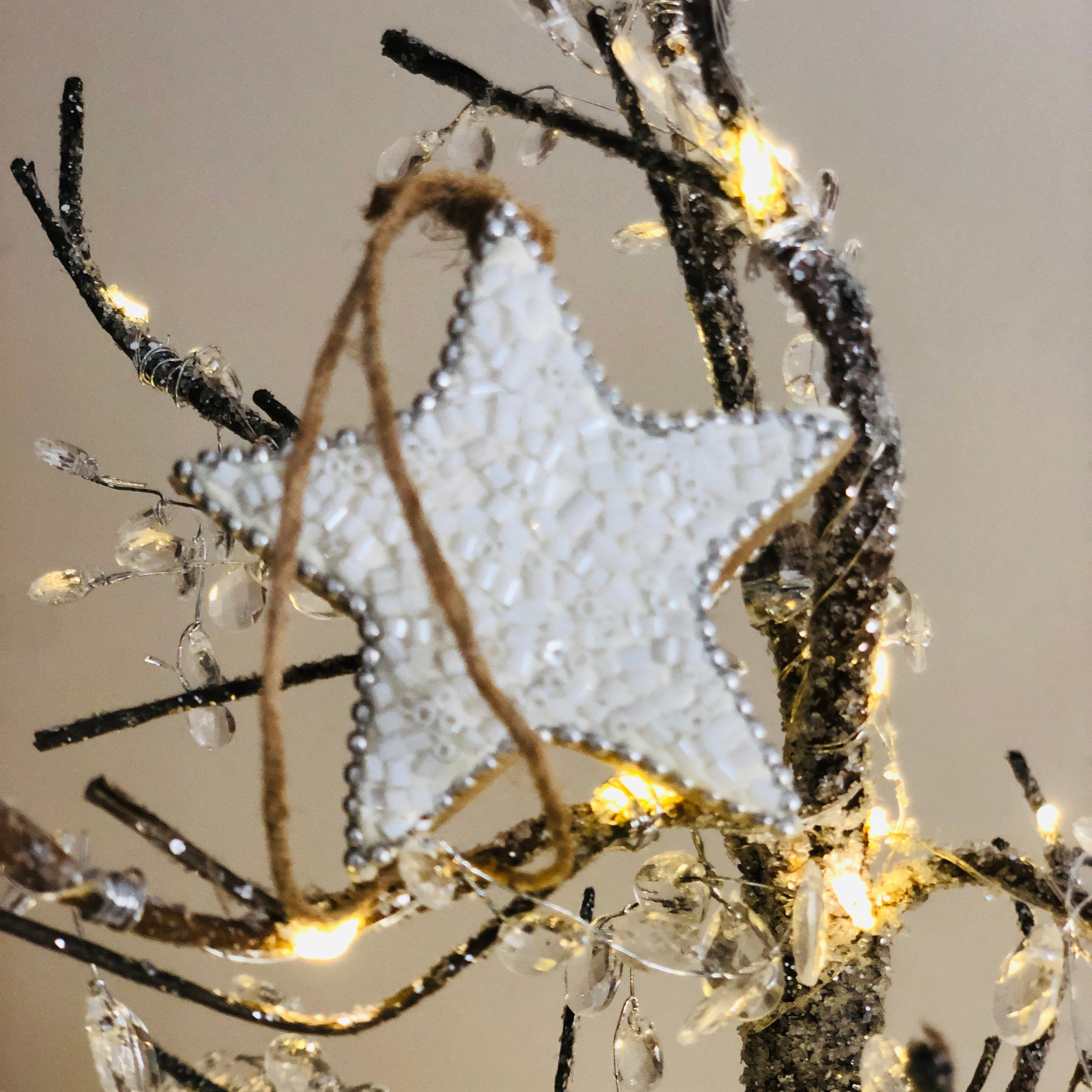 Beaded Timber Star - Hanging Decor