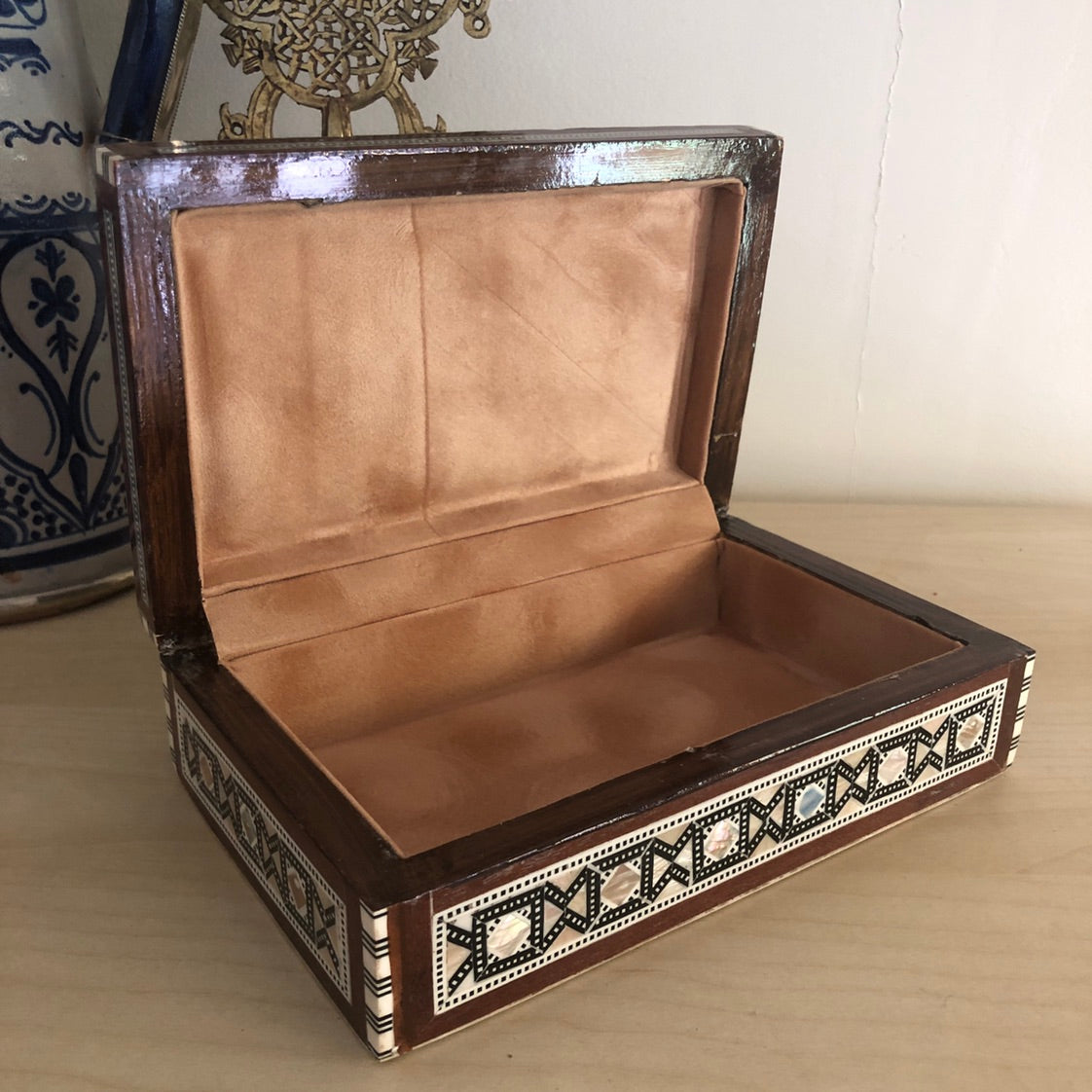 Mother of Pearl Inlay Bedside Cabinet in Grey - WS#1