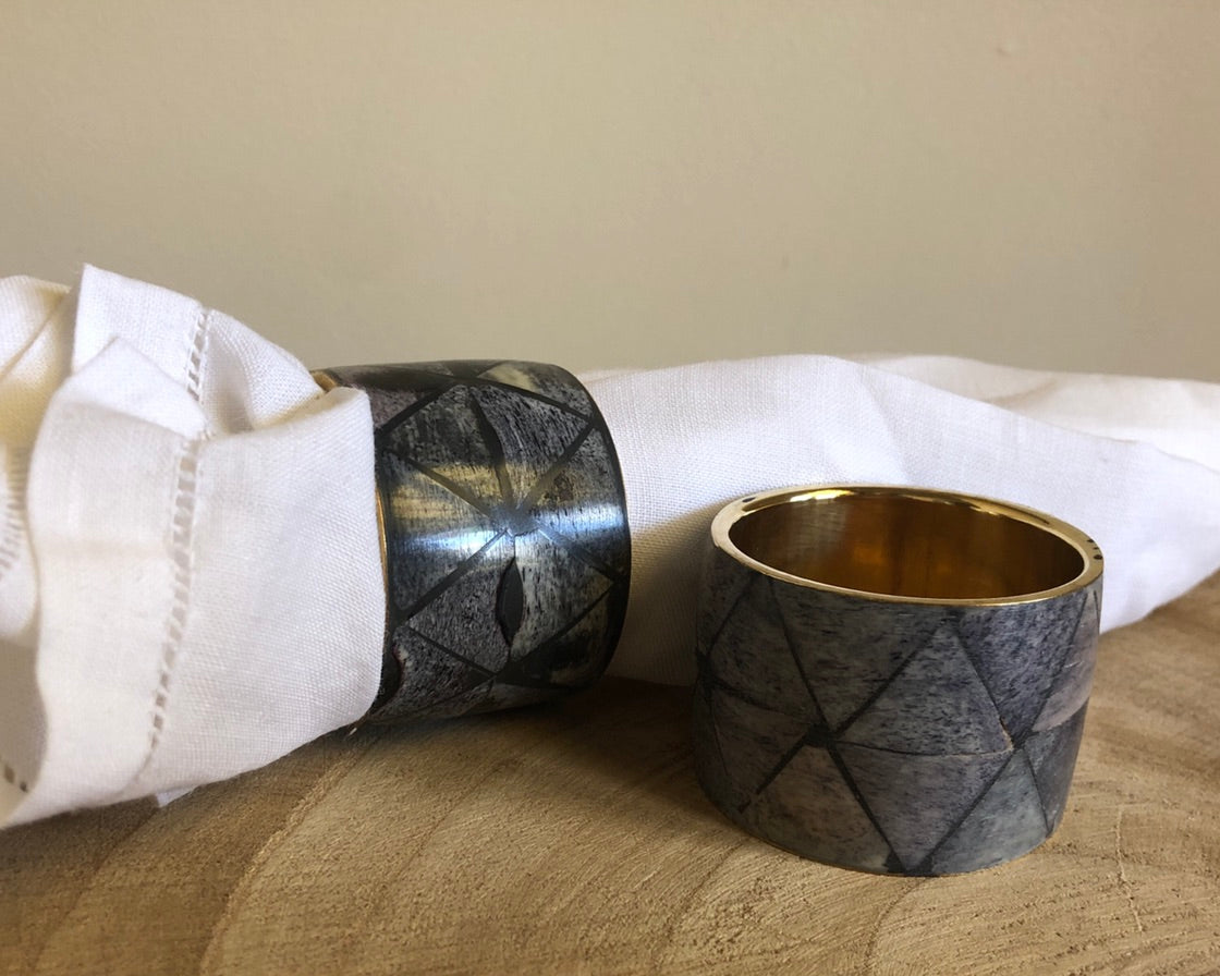 Bone Inlay Napkin Ring in Black